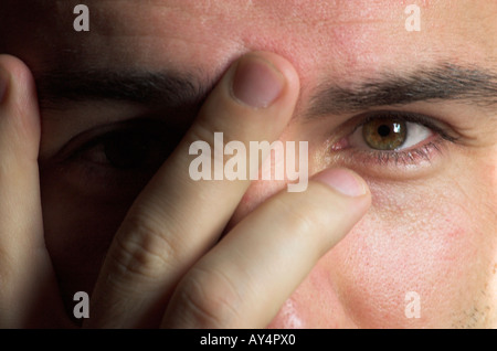 Close up of a young man`s eyes Stock Photo